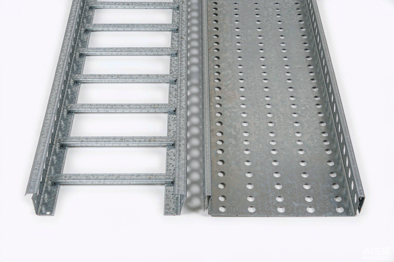 Ladder rungs compared with perforated cable tray bottom